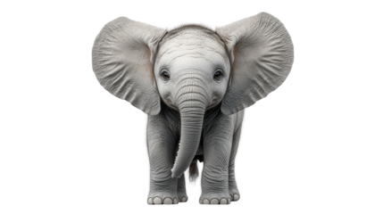 Elephant standing isolated on white background