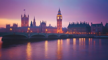 Fototapeta premium Stunning twilight view of Big Ben and the Houses of Parliament in London.