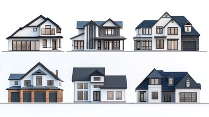 Stunning Modern Farmhouse Designs: Explore Six Unique Home Styles with Black Accents, White Brick, and Sleek Architectural Details.