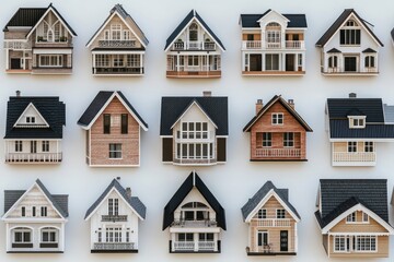 Naklejka premium Discover Diverse House Designs: Explore Styles, Features, and Architectural Variety in Home Construction.