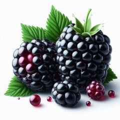 Two Fresh Blackberries Isolated on White