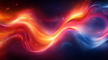 Obraz premium dynamic flow of neon colors forming a vivid cosmic swirl in red, orange, and blue hues