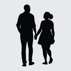  couple set silhouette vector art and illustration