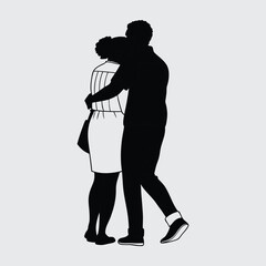 couple set silhouette vector art and illustration