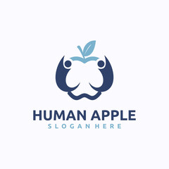 Apple Man logo design template. Healthcare concept. Creative vector symbol.