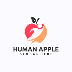 Human Apple logo design template. Healthcare concept. Creative vector symbol.