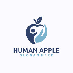 Apple Man logo design template. Healthcare concept. Creative vector symbol.