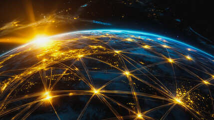 Obraz premium Abstract business Financial charts show a significant increase in profits in the stock market.This is driven by higher interest rates and continued growth. In the innovation world network of financial