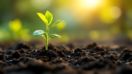 Young Plant Growing In Sunlight