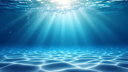 Obraz premium Underwater Sea - Deep Water Abyss With Blue Sun light