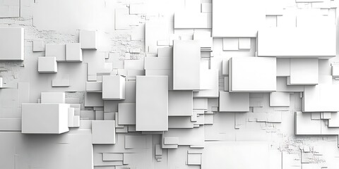 Abstract white 3D cubes background.