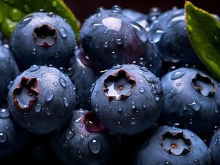 Close-up of Blueberries with Water Droplets