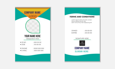 Obraz premium Modern ID Card Template with an author photo place, Office Id Card Layout, Personal ID, Employee Id Card for Your Business or Company. Corporate Id card design template - vector 