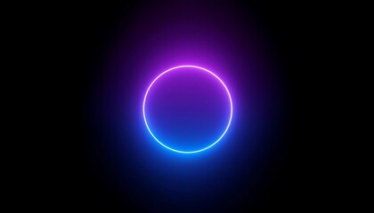 Obraz premium Glowing Neon Circle Abstract Background Purple Blue Light