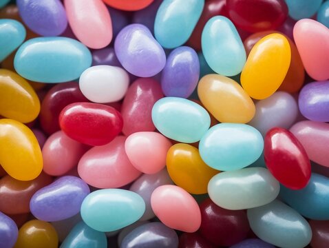 Pastel Multicolored Jelly Beans Close-up  - Powered by Adobe
