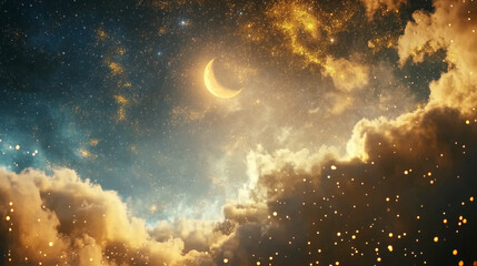 Fototapeta premium A celestial wonderland scene with floating clouds