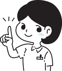 指差しで説明する看護師のイラストアイコン
