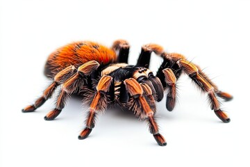 Macro photo of a tarantula isolated on white