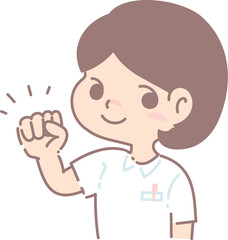 ガッツポーズをする看護師のイラストアイコン
