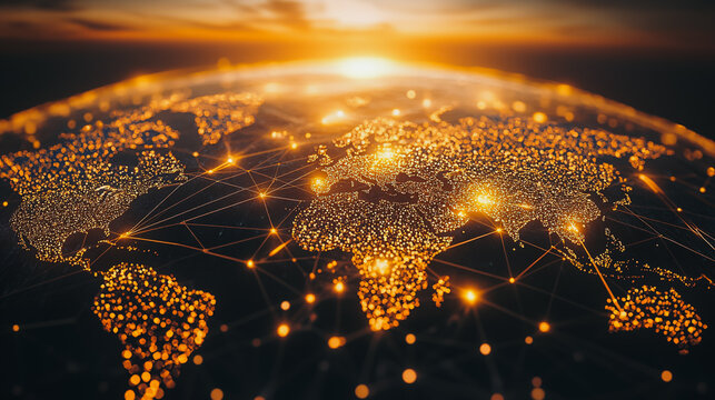 Abstract business Financial charts show a significant increase in profits in the stock market.This is driven by higher interest rates and continued growth. In the innovation world network of financial