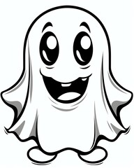 Obraz premium Cute ghost for halloween theme cartoon style black and