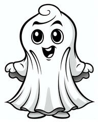 Fototapeta premium Cute ghost for halloween theme cartoon style black and