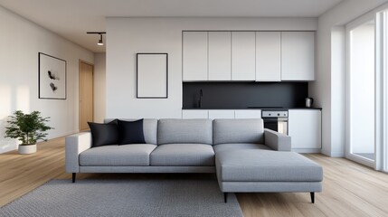 Inviting living room decor, comfortable couch and large television for relaxing entertainment