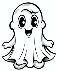 Cute ghost for halloween theme cartoon style black and