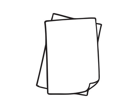 recommend clip art: two blank paper doodle hand drawn icon. Outline drawing two sheets of paper line clipart symbol