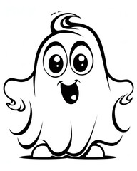 Cute ghost for halloween theme cartoon style black and