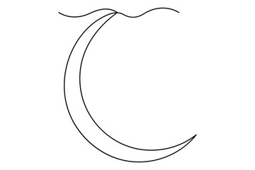 Ramadan symbol continuous one line drawing of moon icon Eid in simple outline vector illustration  © MdOmar