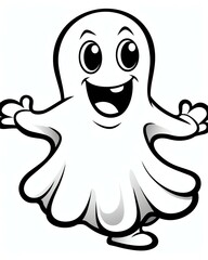 Obraz premium Cute ghost for halloween theme cartoon style black and