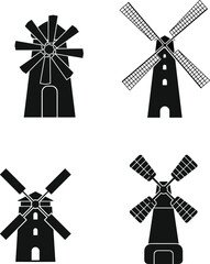 Windmill, turbine icon illustration. Stock vector.