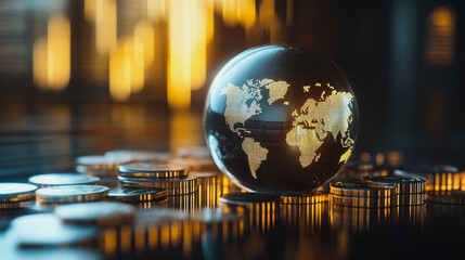 Abstract business Financial charts show a significant increase in profits in the stock market.This is driven by higher interest rates and continued growth. In the innovation world network of financial