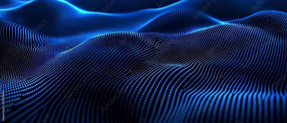 Poster 3d abstract dark blue technology background with dots pattern vector design, dimensional dotted flow