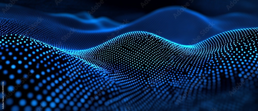 Aufkleber 3d abstract dark blue technology background with dots pattern vector design, dimensional dotted flow