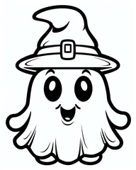 Naklejka premium Cute ghost for halloween theme cartoon style black and