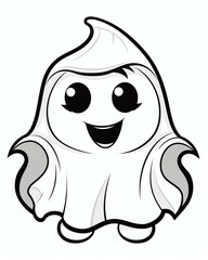Fototapeta premium Cute ghost for halloween theme cartoon style black and