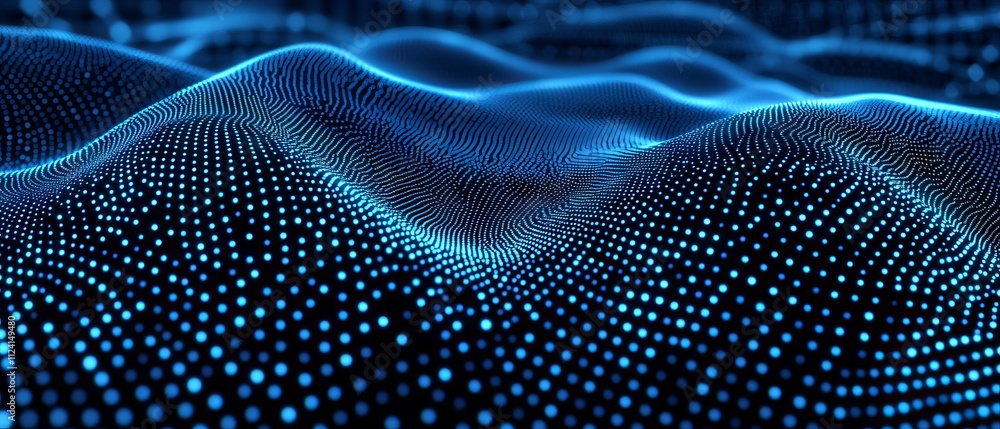 Poster 3d abstract dark blue technology background with dots pattern vector design, dimensional dotted flow