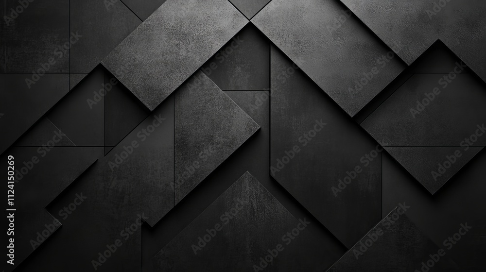 Poster contemporary black and grey geometric pattern background with clean lines and symmetrical design for