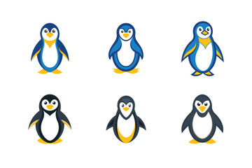 set of penguin vector art isolated on white background. penguin vector art. colorful penguin vector.