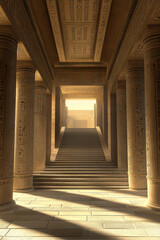 the interior of an ancient egyptian temple going to infinity