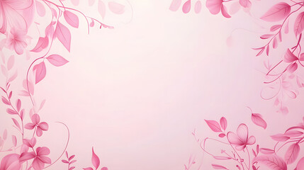 flowers and plants on the right and left sides, pink. with a white gradient pink background.