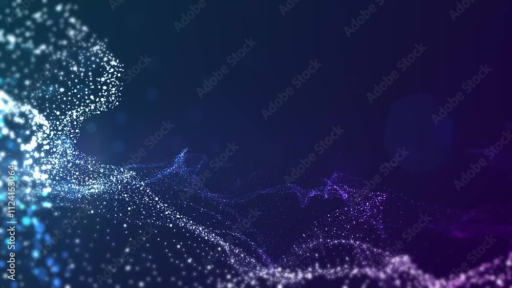 Poster abstract wave moving slowly in dark space background