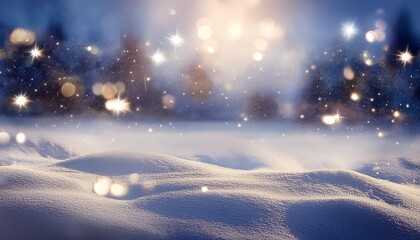 Fototapeta premium Serene winter landscape with a sunlit horizon and sparkling snow