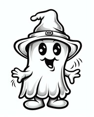 Fototapeta premium Cute ghost for halloween theme cartoon style black and