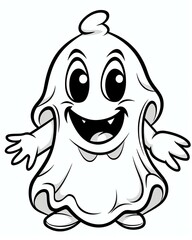 Fototapeta premium Cute ghost for halloween theme cartoon style black and