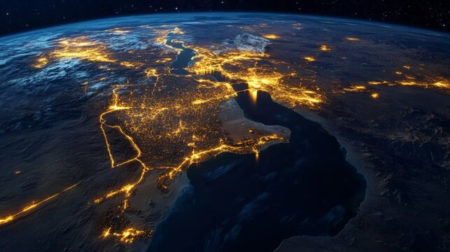 Ultra detailed, photorealistic view of Earth from space during a solar eclipse