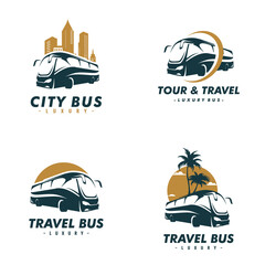 Set of tourist bus logo