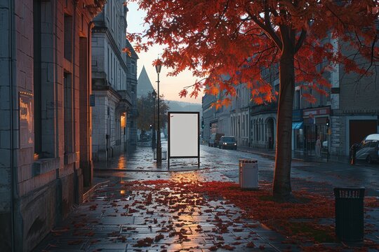 Empty caddebostan street with vertical mockup for bus stop billboard   ideal for custom text display